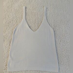Splendid White Ribbed V-Neck Tank